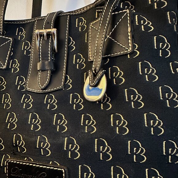 Dooney & Bourke Signature Black DB Logo Large Shoulder Bucket Purse Hand Bag - Picture 5 of 9
